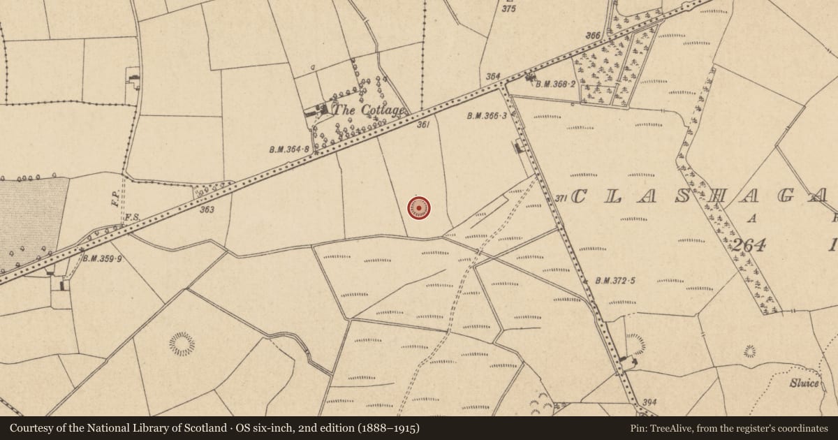 Ordnance Survey six-inch map, 2nd edition (1888–1915) covering the location of Ringfort - rath, Clashagad Upper, County Offaly, with a pin at the register's coordinates