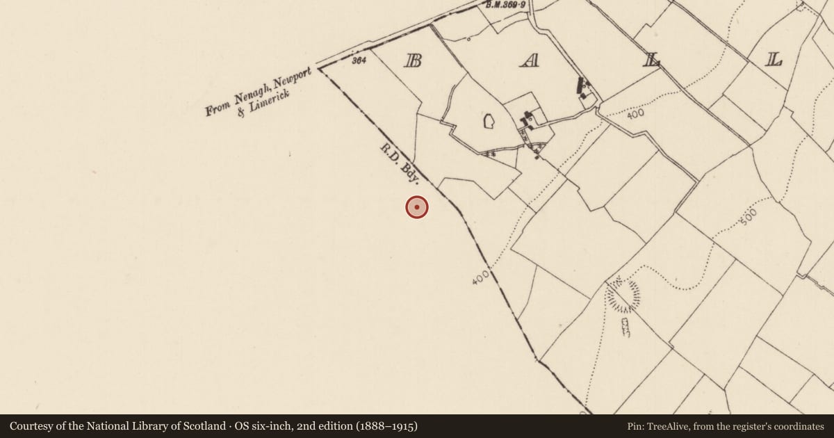 Ordnance Survey six-inch map, 2nd edition (1888–1915) covering the location of Ringfort - unclassified, Clashagad Lower, County Offaly, with a pin at the register's coordinates