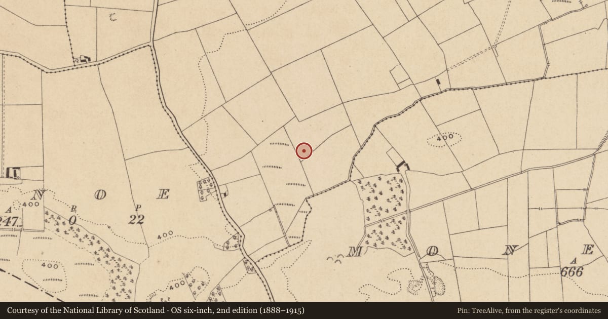 Ordnance Survey six-inch map, 2nd edition (1888–1915) covering the location of Cremation pit, Cullenwaine, County Offaly, with a pin at the register's coordinates