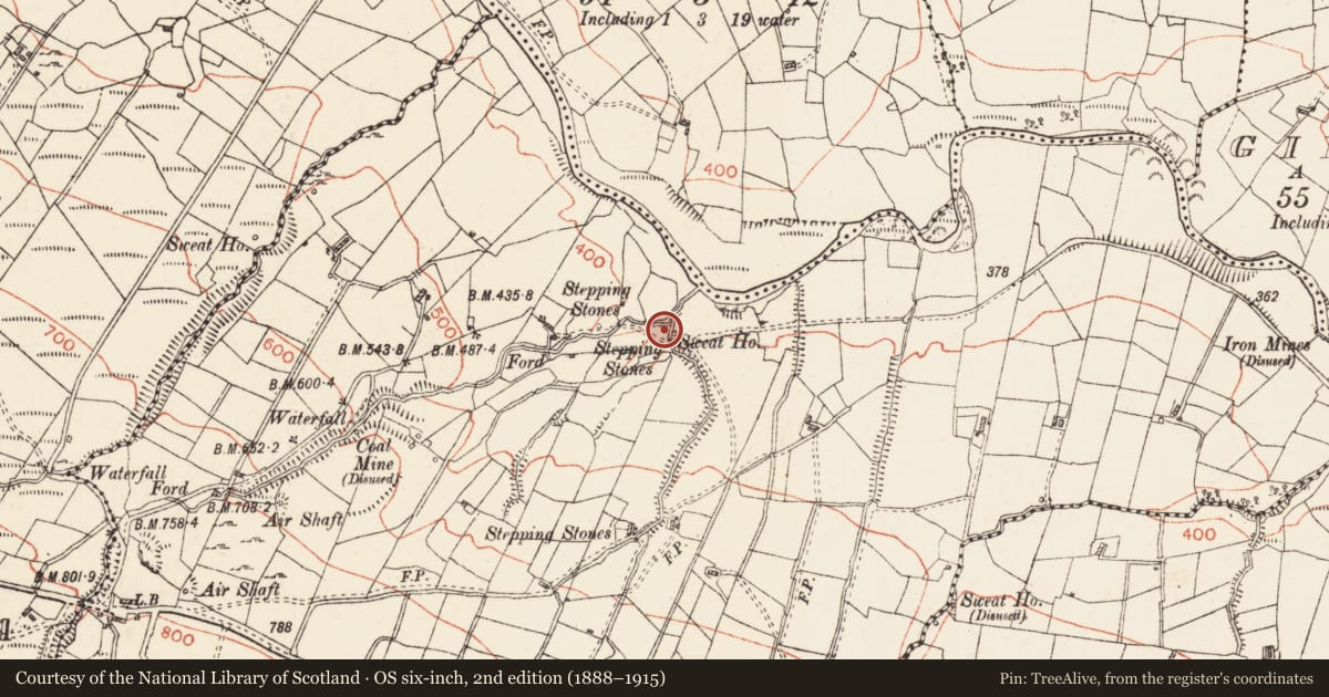 Ordnance Survey six-inch map, 2nd edition (1888–1915) covering the location of Sweathouse, Aghabehy, County Roscommon, with a pin at the register's coordinates