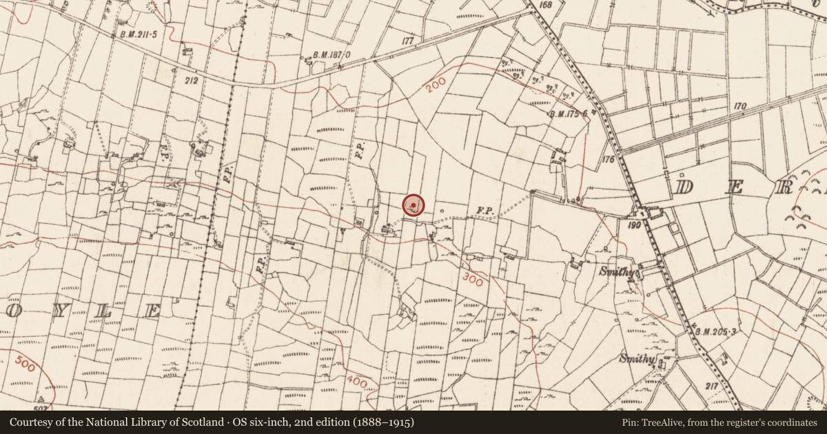 Ordnance Survey six-inch map, 2nd edition (1888–1915) covering the location of Earthwork, Breanletter, County Roscommon, with a pin at the register's coordinates