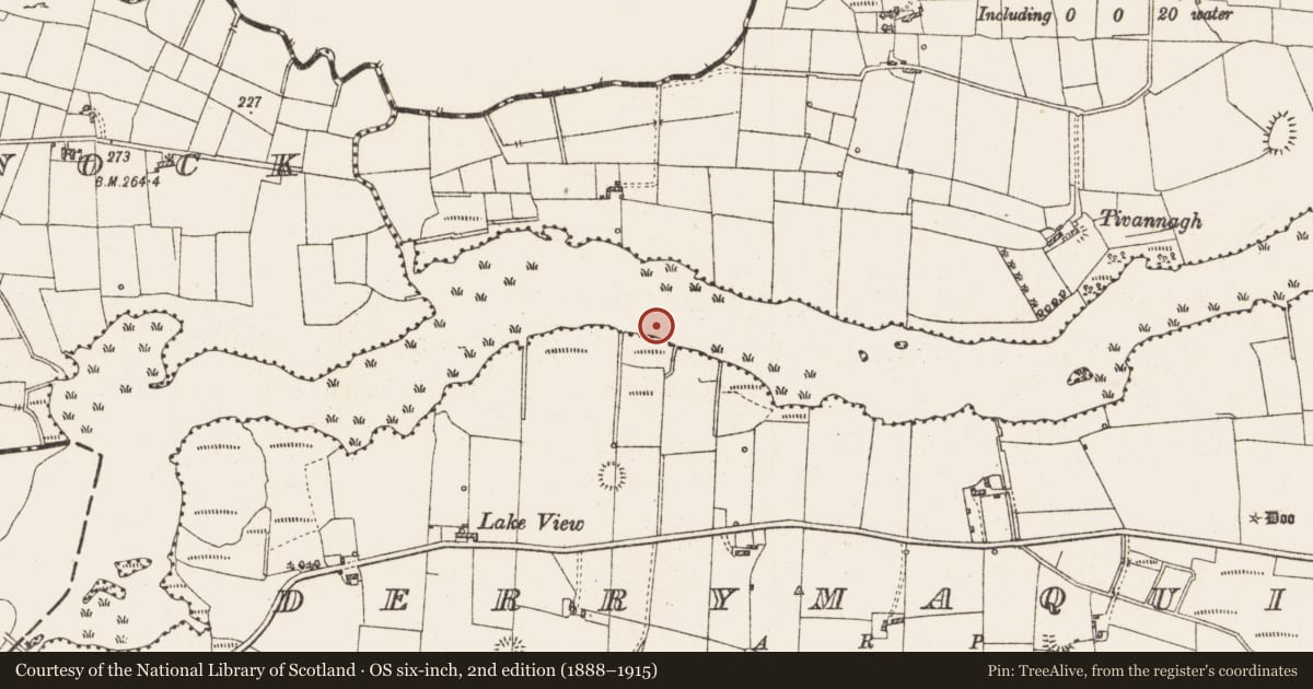 Ordnance Survey six-inch map, 2nd edition (1888–1915) covering the location of Crannog, Lough Gara, County Roscommon, with a pin at the register's coordinates