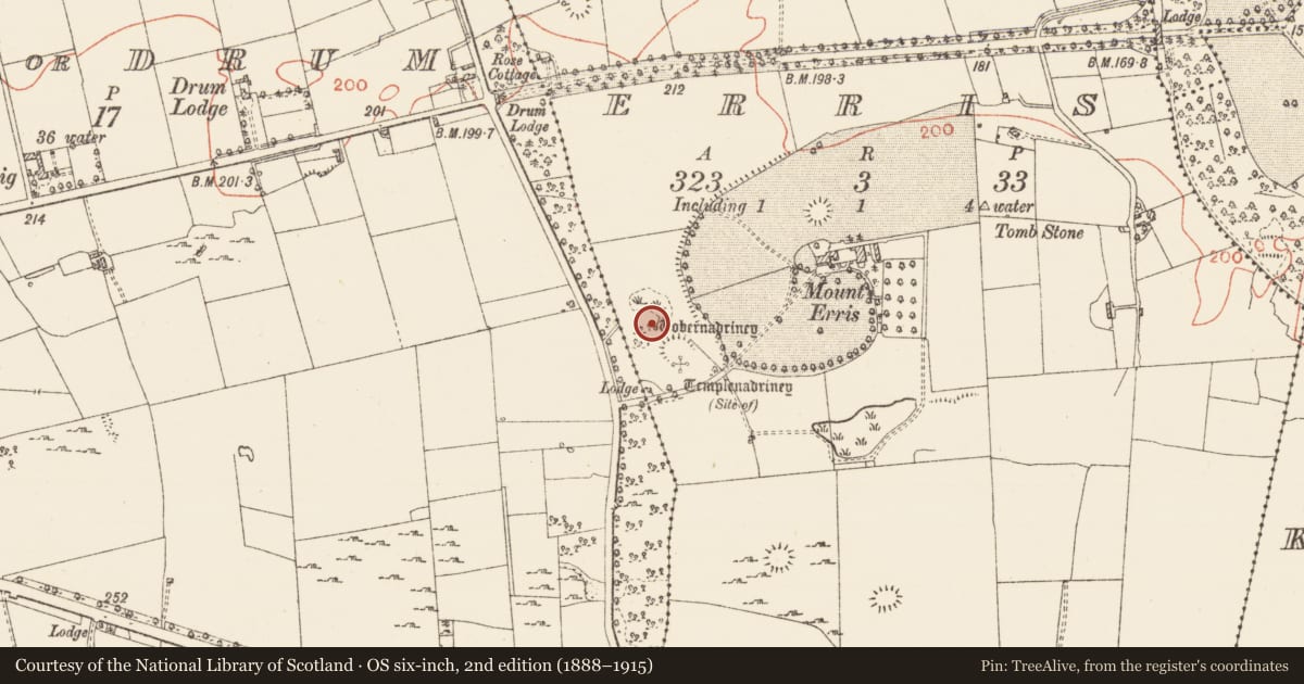 Ordnance Survey six-inch map, 2nd edition (1888–1915) covering the location of Ritual site - holy well, Erris, County Roscommon, with a pin at the register's coordinates