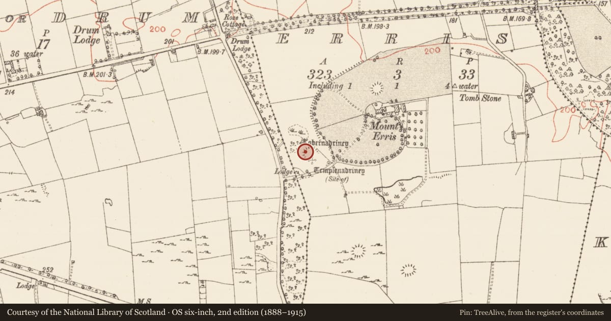 Ordnance Survey six-inch map, 2nd edition (1888–1915) covering the location of Souterrain, Erris, County Roscommon, with a pin at the register's coordinates