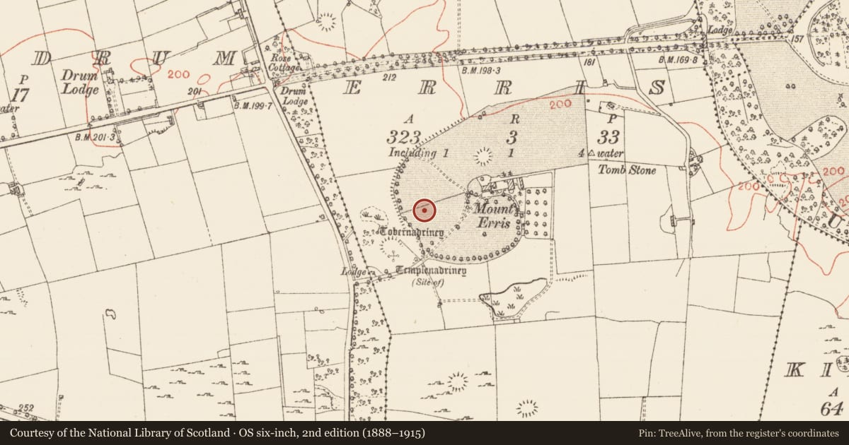 Ordnance Survey six-inch map, 2nd edition (1888–1915) covering the location of Field system, Erris, County Roscommon, with a pin at the register's coordinates