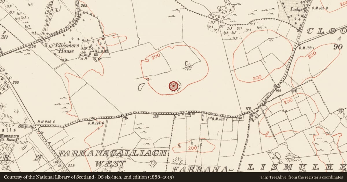 Ordnance Survey six-inch map, 2nd edition (1888–1915) covering the location of Ringfort - rath, Ardcarn, County Roscommon, with a pin at the register's coordinates