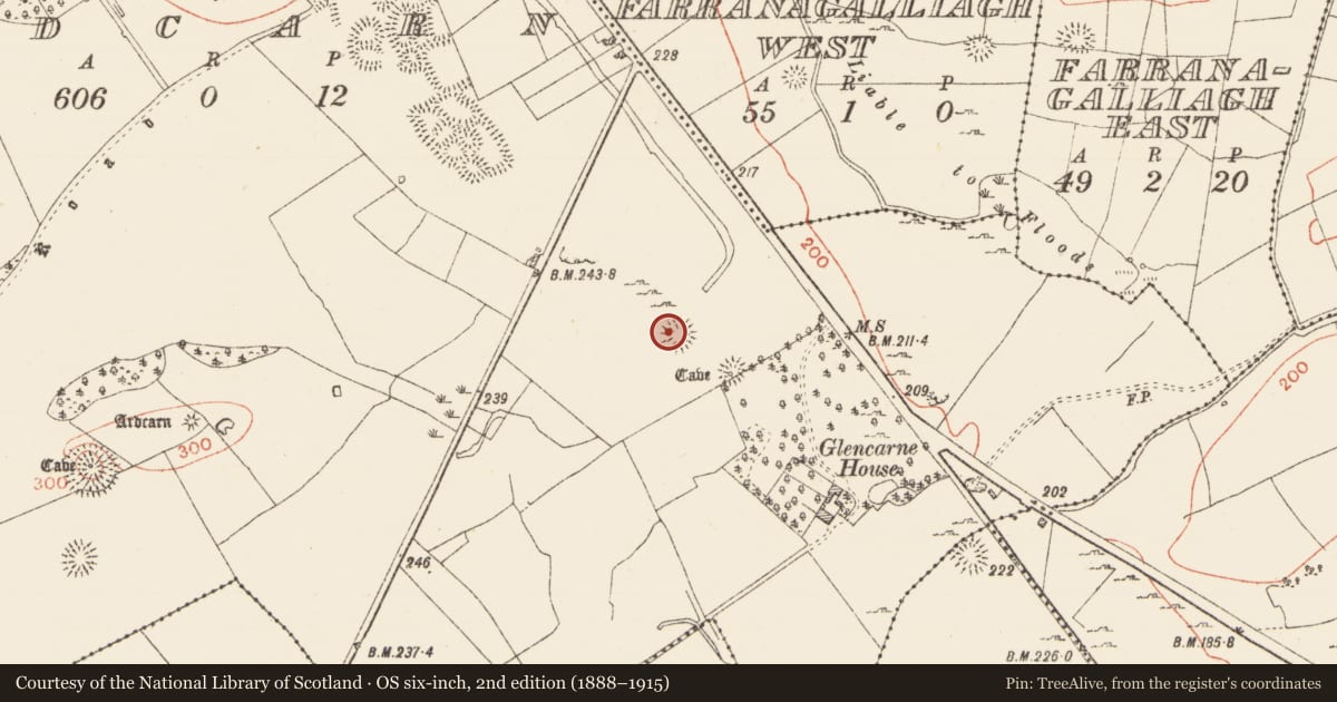 Ordnance Survey six-inch map, 2nd edition (1888–1915) covering the location of Ringfort - rath, Ardcarn, County Roscommon, with a pin at the register's coordinates