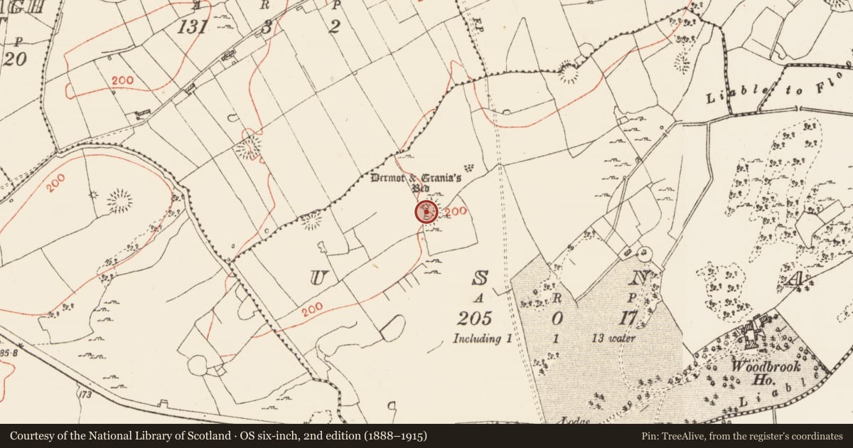Ordnance Survey six-inch map, 2nd edition (1888–1915) covering the location of Enclosure, Usna, County Roscommon, with a pin at the register's coordinates
