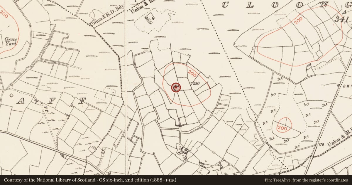 Ordnance Survey six-inch map, 2nd edition (1888–1915) covering the location of Ringfort - rath, Clegna, County Roscommon, with a pin at the register's coordinates