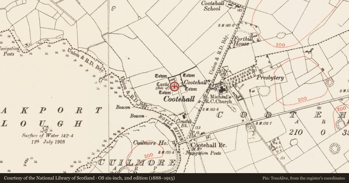 Ordnance Survey six-inch map, 2nd edition (1888–1915) covering the location of House - 16th/17th century, Clegna, County Roscommon, with a pin at the register's coordinates