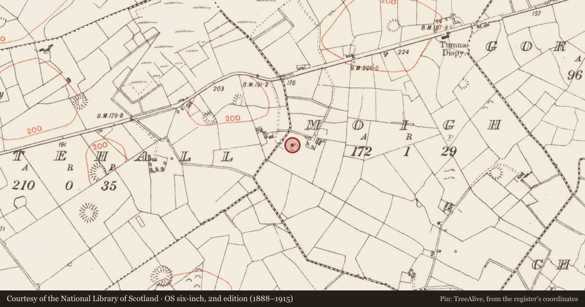 Ordnance Survey six-inch map, 2nd edition (1888–1915) covering the location of Mound, Moigh, County Roscommon, with a pin at the register's coordinates