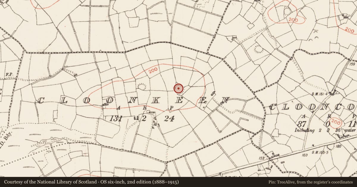 Ordnance Survey six-inch map, 2nd edition (1888–1915) covering the location of Ringfort - rath, Cloonkeen, County Roscommon, with a pin at the register's coordinates