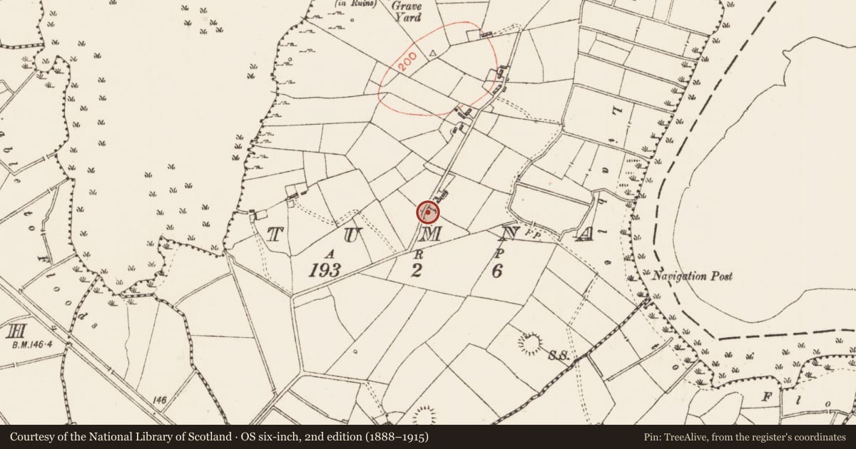 Ordnance Survey six-inch map, 2nd edition (1888–1915) covering the location of Ringfort - rath, Tumna, County Roscommon, with a pin at the register's coordinates