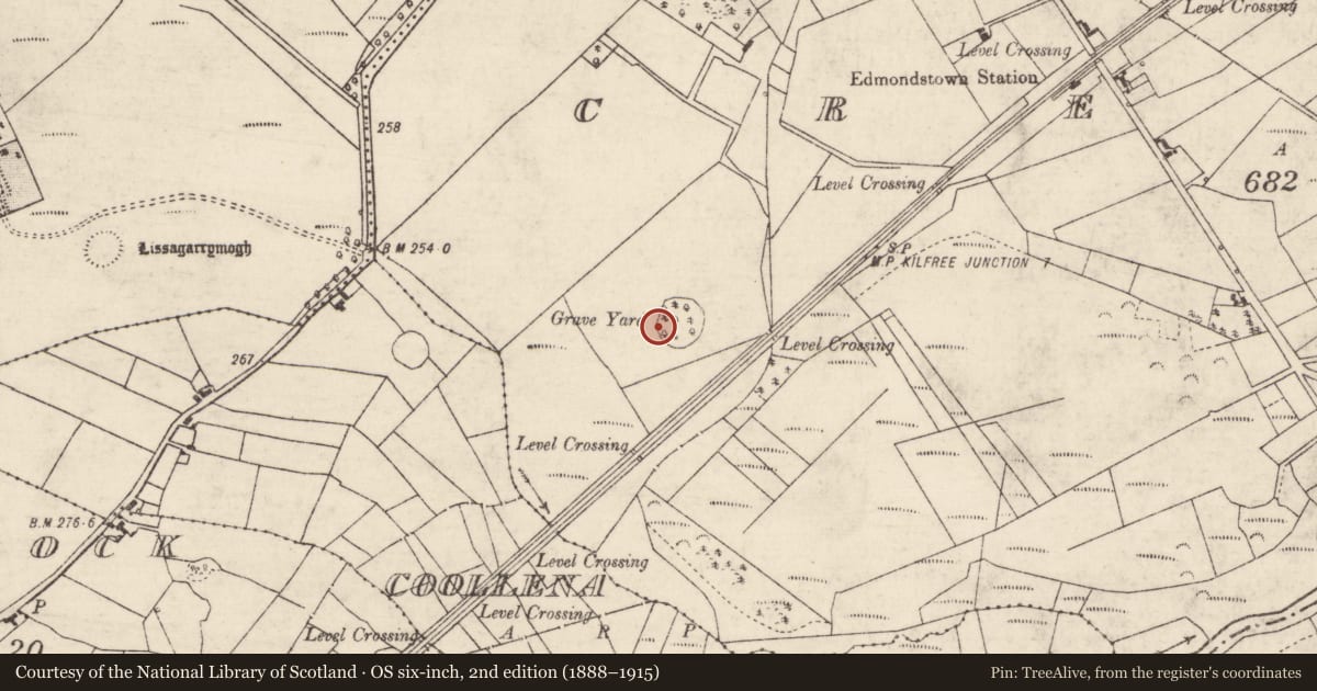 Ordnance Survey six-inch map, 2nd edition (1888–1915) covering the location of Ringfort - unclassified, Creggan, County Roscommon, with a pin at the register's coordinates