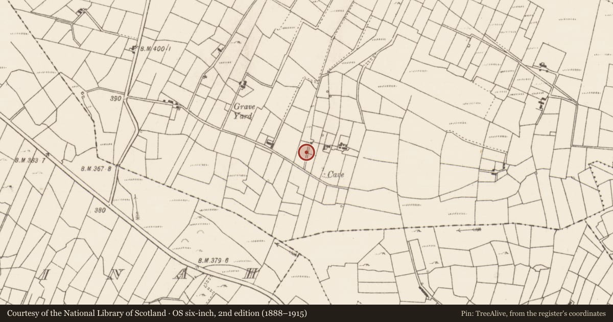 Ordnance Survey six-inch map, 2nd edition (1888–1915) covering the location of Earthwork, Hawksford, County Roscommon, with a pin at the register's coordinates