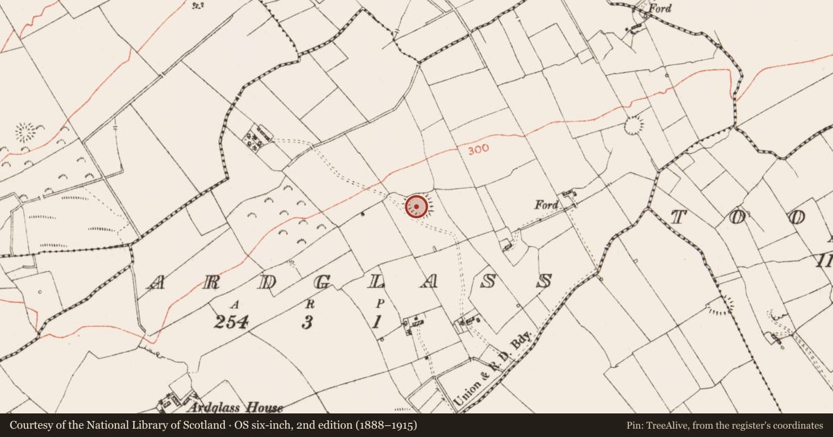 Ordnance Survey six-inch map, 2nd edition (1888–1915) covering the location of Ringfort - rath, Ardglass, County Roscommon, with a pin at the register's coordinates