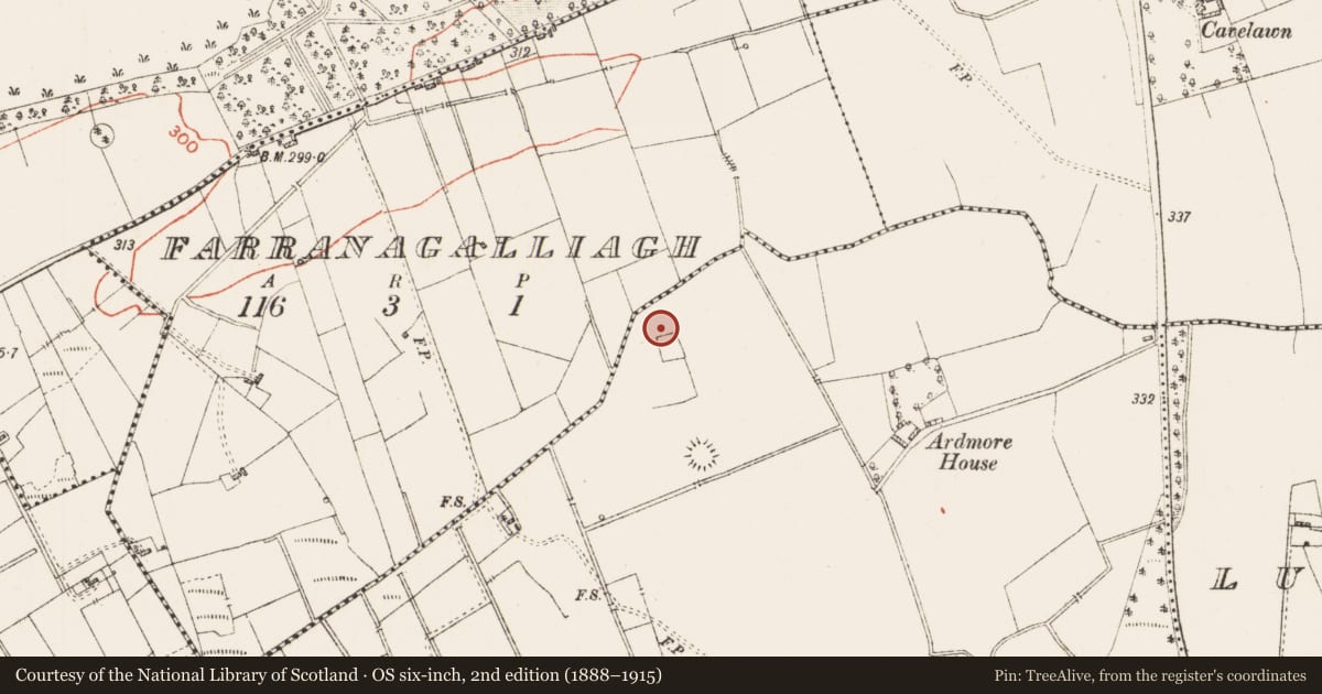Ordnance Survey six-inch map, 2nd edition (1888–1915) covering the location of House - indeterminate date, Ardmore, County Roscommon, with a pin at the register's coordinates