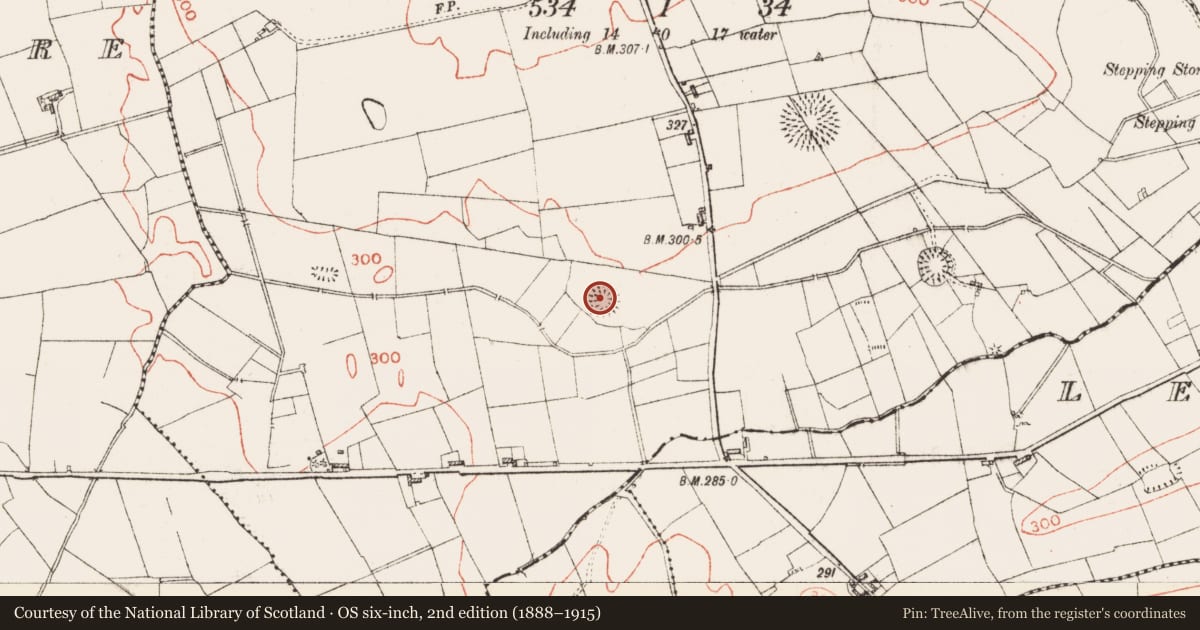 Ordnance Survey six-inch map, 2nd edition (1888–1915) covering the location of Ringfort - rath, Knockroe, County Roscommon, with a pin at the register's coordinates