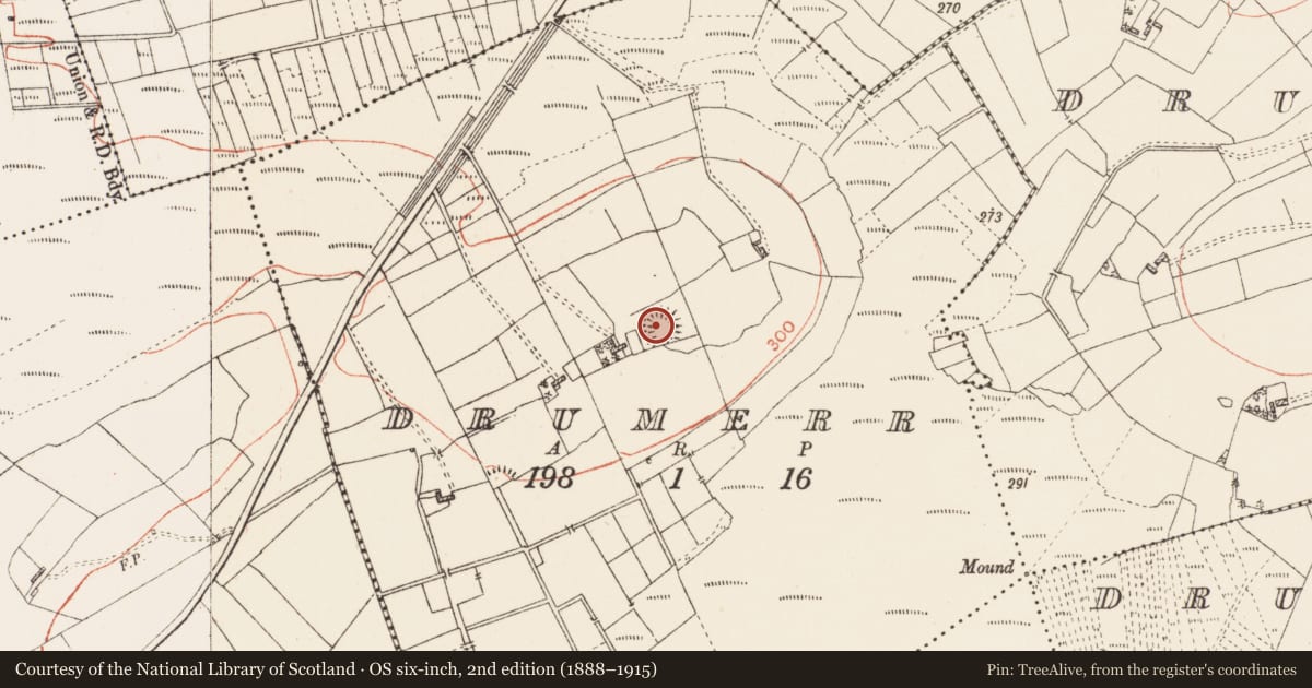 Ordnance Survey six-inch map, 2nd edition (1888–1915) covering the location of Ringfort - rath, Drumerr, County Roscommon, with a pin at the register's coordinates