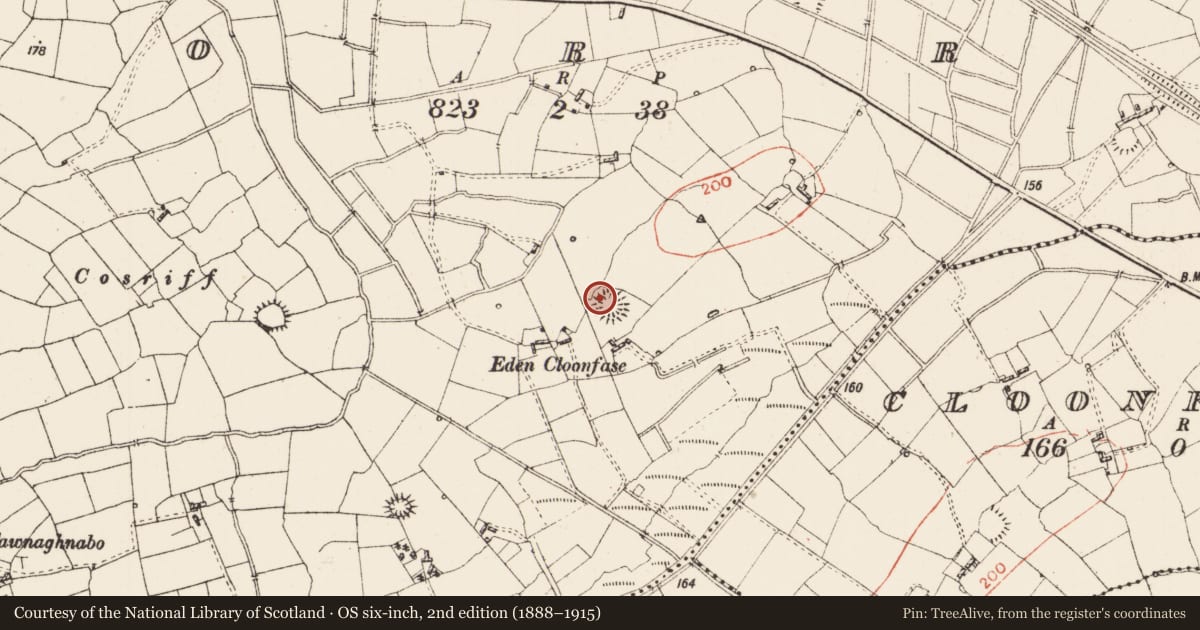 Ordnance Survey six-inch map, 2nd edition (1888–1915) covering the location of Ringfort - rath, Corry, County Roscommon, with a pin at the register's coordinates