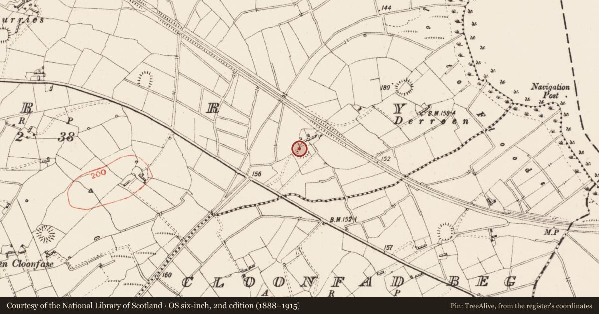 Ordnance Survey six-inch map, 2nd edition (1888–1915) covering the location of Ringfort - rath, Corry, County Roscommon, with a pin at the register's coordinates
