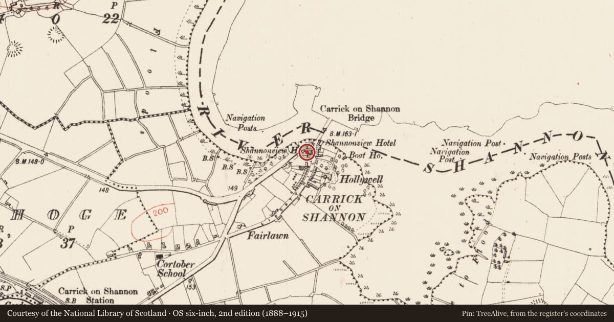Ordnance Survey six-inch map, 2nd edition (1888–1915) covering the location of House - 17th century, Cortober, County Roscommon, with a pin at the register's coordinates