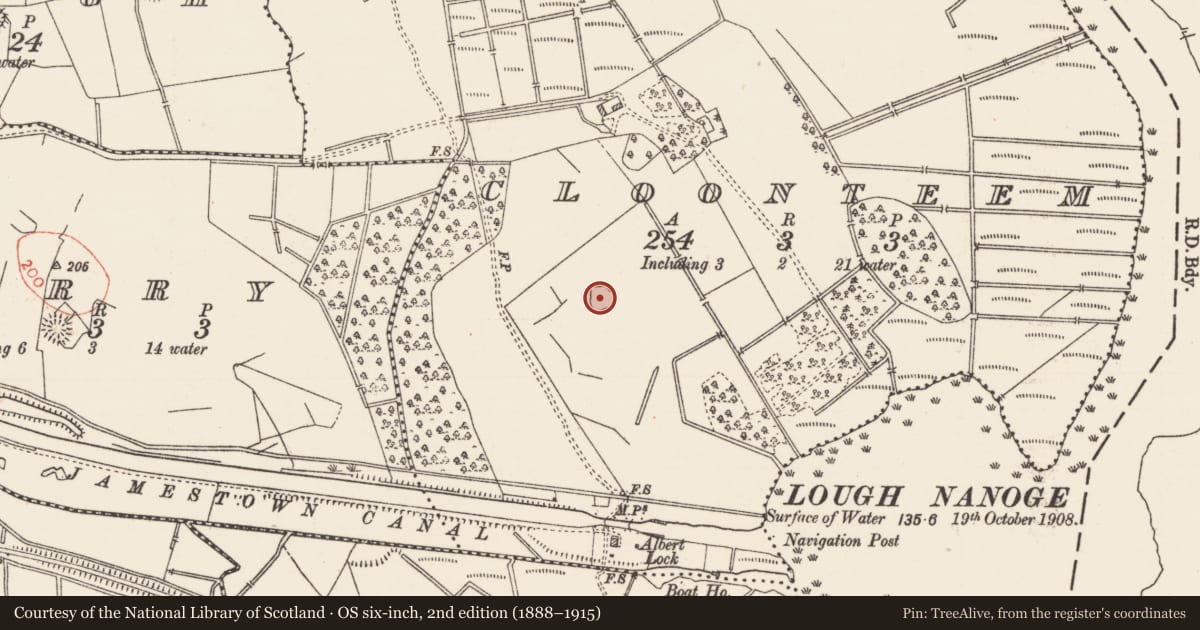 Ordnance Survey six-inch map, 2nd edition (1888–1915) covering the location of Ringfort - rath, Cloonteem, County Roscommon, with a pin at the register's coordinates