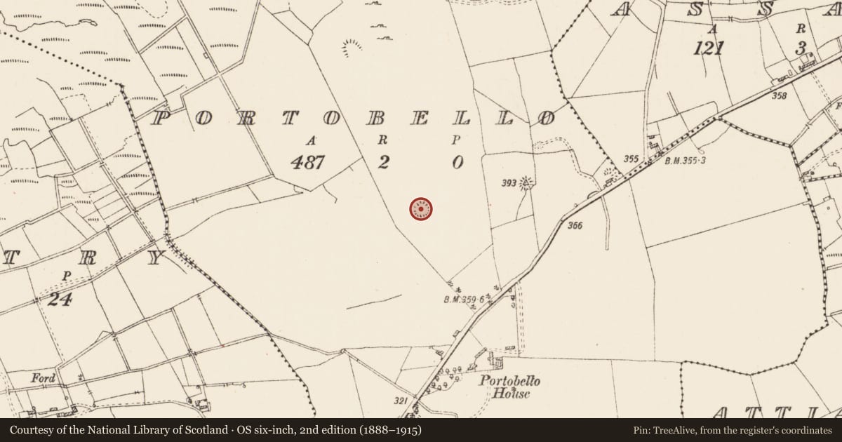 Ordnance Survey six-inch map, 2nd edition (1888–1915) covering the location of Ringfort - rath, Portobello, County Roscommon, with a pin at the register's coordinates