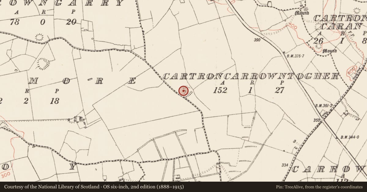 Ordnance Survey six-inch map, 2nd edition (1888–1915) covering the location of House - indeterminate date, Cartroncarrowntogher, County Roscommon, with a pin at the register's coordinates