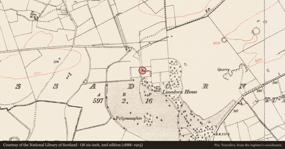 Ordnance Survey six-inch map, 2nd edition (1888–1915) covering the location of Well, Lissadorn, County Roscommon, with a pin at the register's coordinates