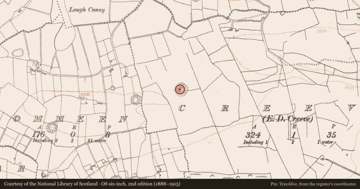 Ordnance Survey six-inch map, 2nd edition (1888–1915) covering the location of Ringfort - rath, Creeve, County Roscommon, with a pin at the register's coordinates