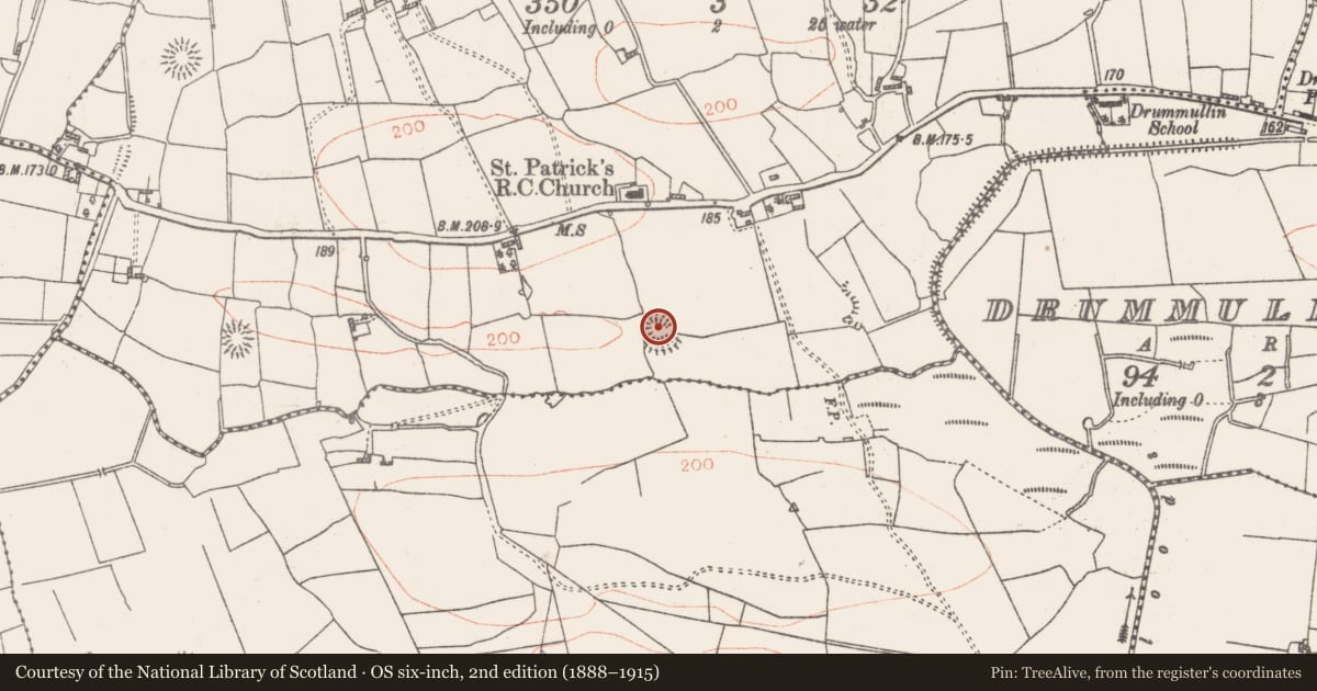 Ordnance Survey six-inch map, 2nd edition (1888–1915) covering the location of Ringfort - rath, Kye, County Roscommon, with a pin at the register's coordinates