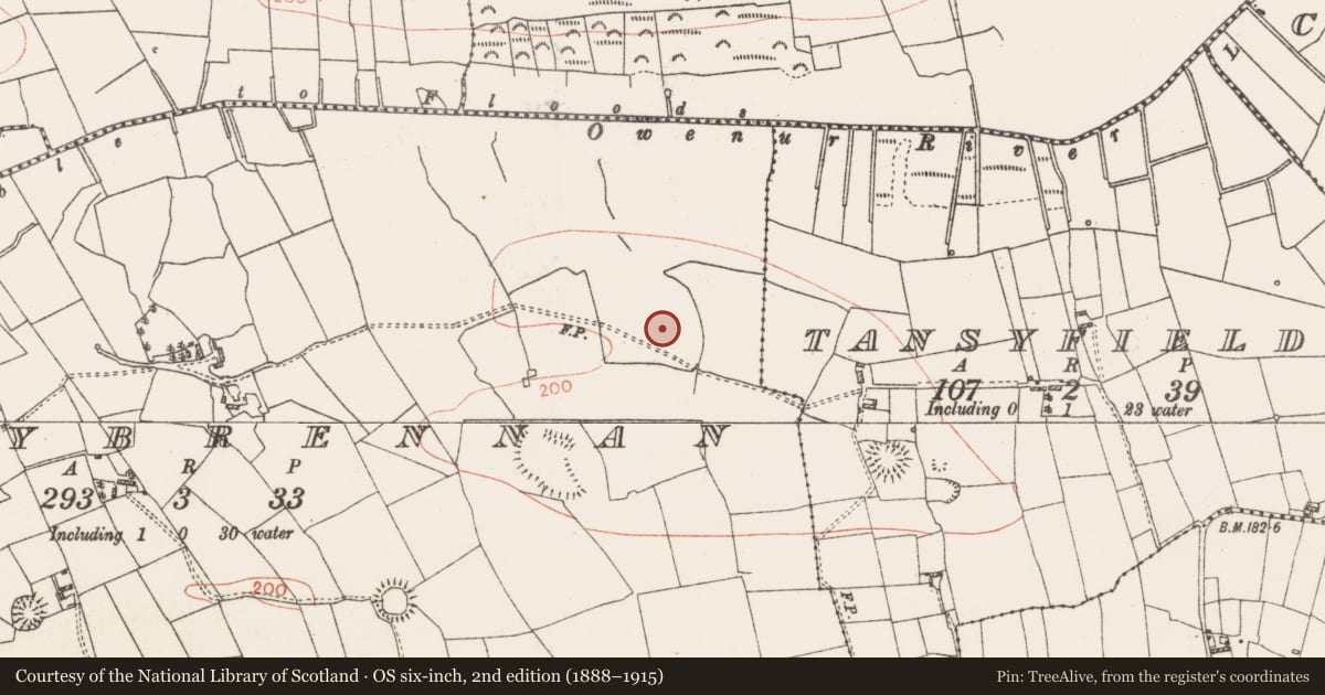 Ordnance Survey six-inch map, 2nd edition (1888–1915) covering the location of Earthwork, Cloonybrennan, County Roscommon, with a pin at the register's coordinates