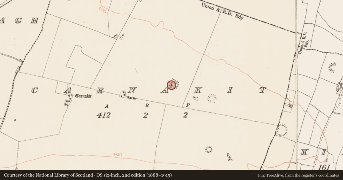 Ordnance Survey six-inch map, 2nd edition (1888–1915) covering the location of House - indeterminate date, Carnakit, County Roscommon, with a pin at the register's coordinates