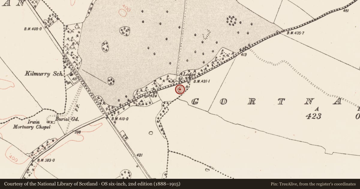 Ordnance Survey six-inch map, 2nd edition (1888–1915) covering the location of Ringfort - rath, Kilmurry, County Roscommon, with a pin at the register's coordinates