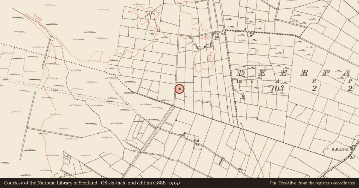 Ordnance Survey six-inch map, 2nd edition (1888–1915) covering the location of Ritual site - holy well, Lugakeeran, County Roscommon, with a pin at the register's coordinates