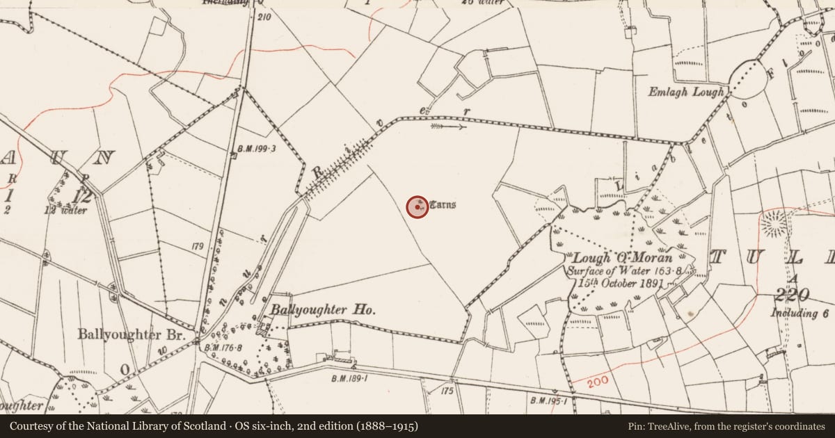 Ordnance Survey six-inch map, 2nd edition (1888–1915) covering the location of Mound, Lurgan, County Roscommon, with a pin at the register's coordinates