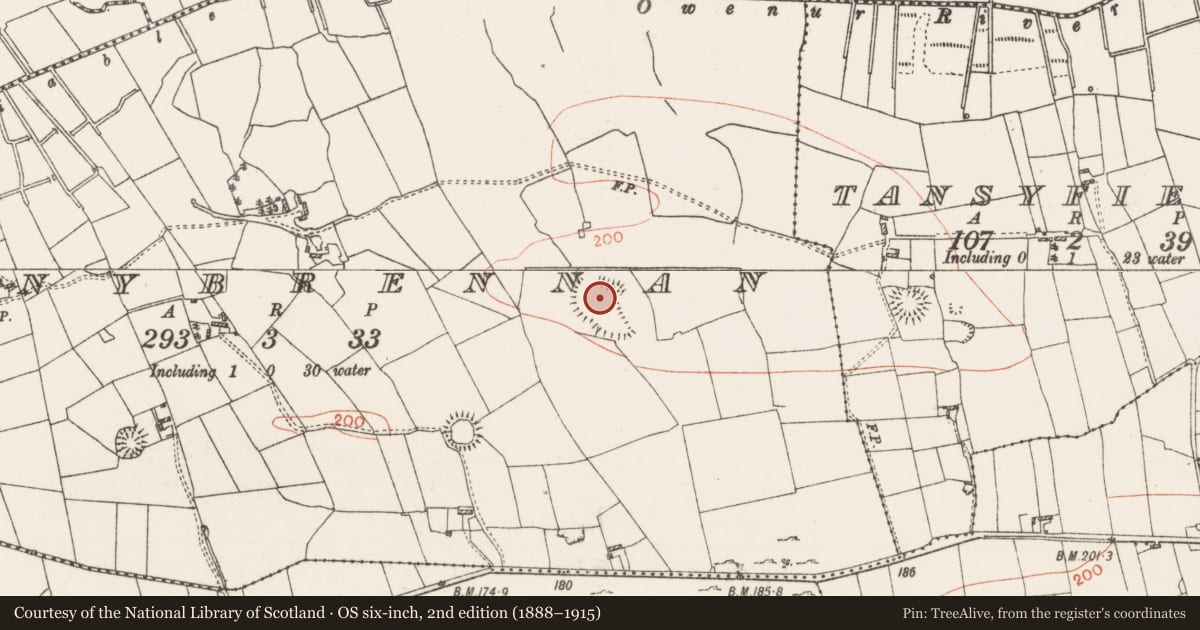 Ordnance Survey six-inch map, 2nd edition (1888–1915) covering the location of Building, Cloonybrennan, County Roscommon, with a pin at the register's coordinates