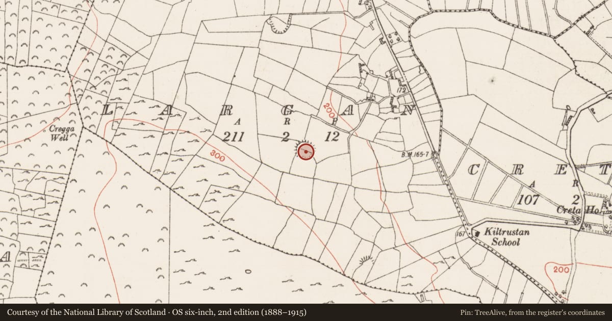 Ordnance Survey six-inch map, 2nd edition (1888–1915) covering the location of Ringfort - rath, Largan, County Roscommon, with a pin at the register's coordinates