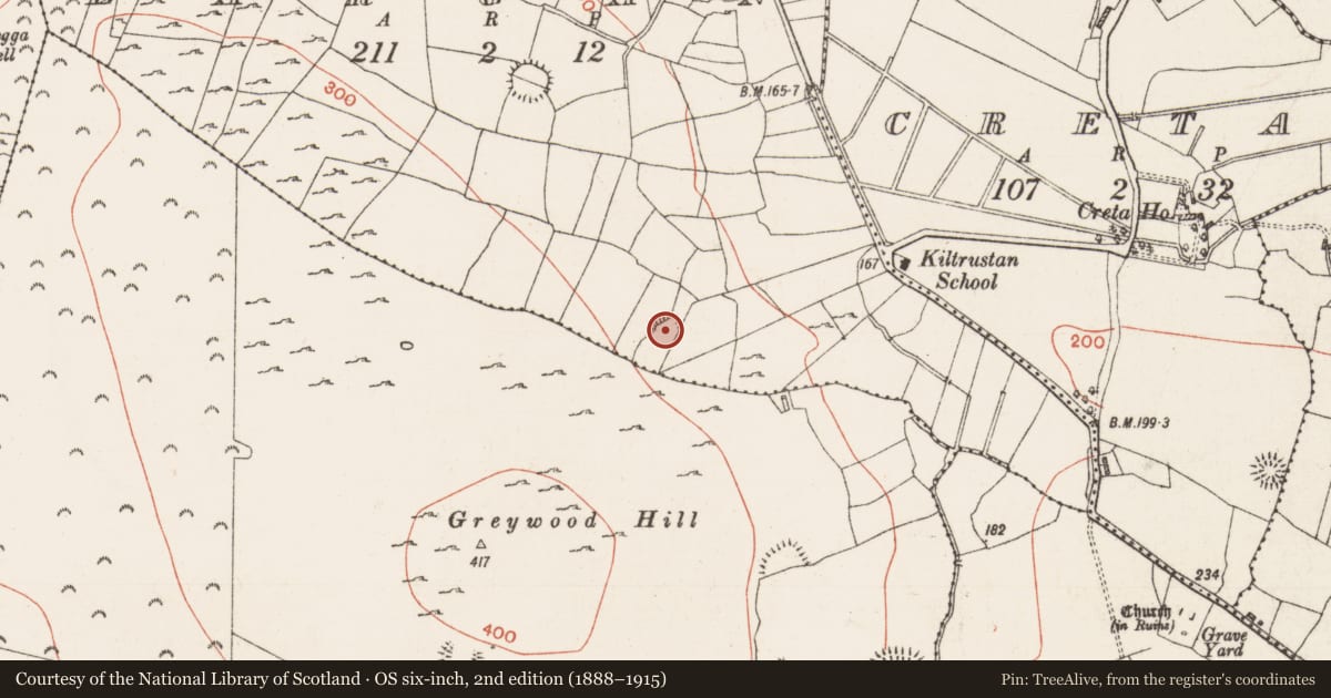 Ordnance Survey six-inch map, 2nd edition (1888–1915) covering the location of Ringfort - rath, Largan, County Roscommon, with a pin at the register's coordinates