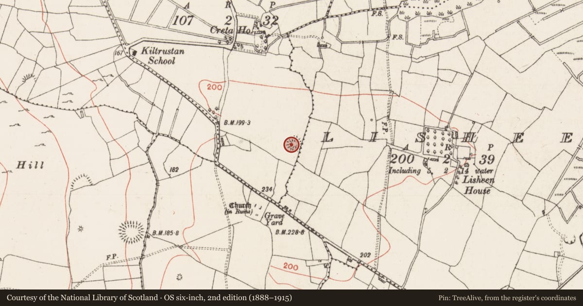 Ordnance Survey six-inch map, 2nd edition (1888–1915) covering the location of Enclosure, Creta, County Roscommon, with a pin at the register's coordinates
