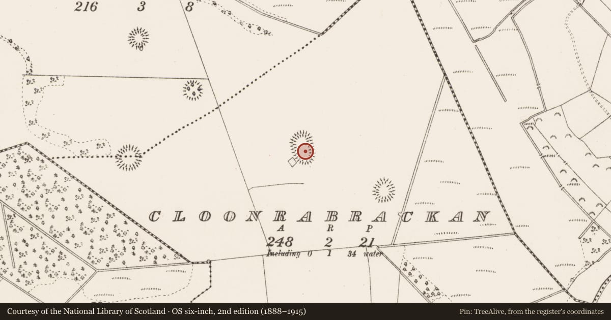 Ordnance Survey six-inch map, 2nd edition (1888–1915) covering the location of House - indeterminate date, Cloonrabrackan, County Roscommon, with a pin at the register's coordinates