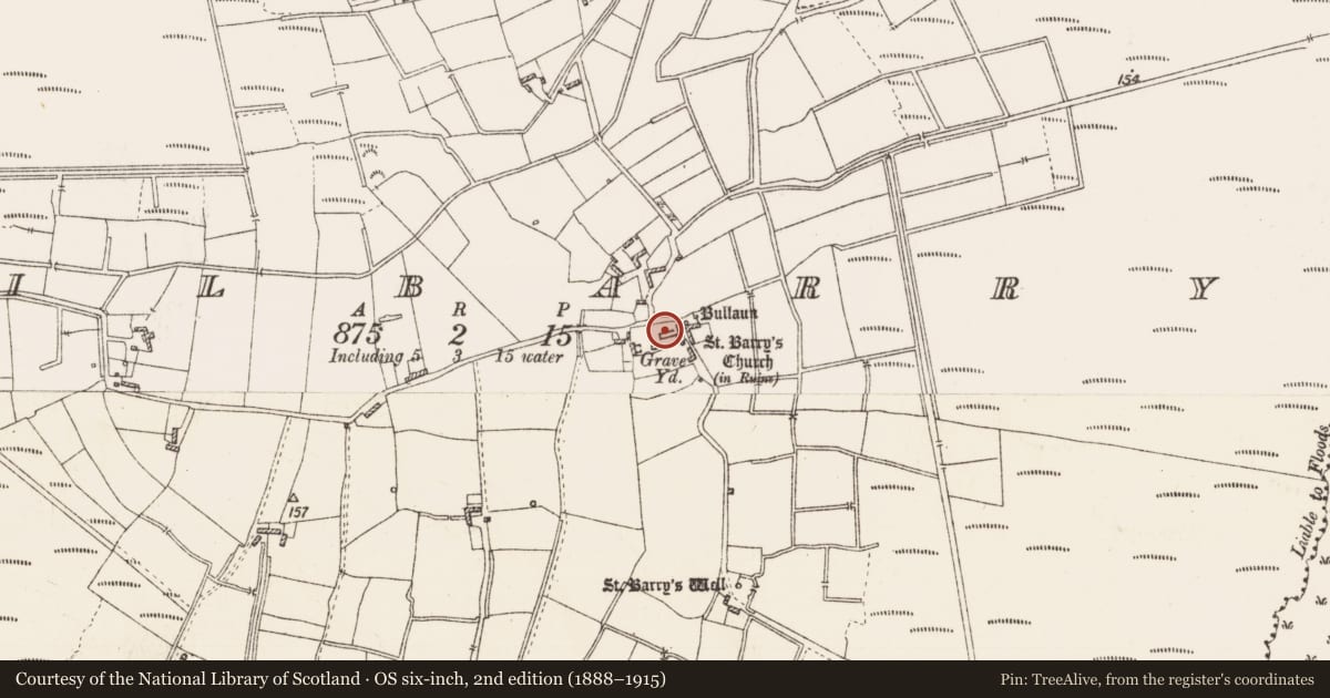 Ordnance Survey six-inch map, 2nd edition (1888–1915) covering the location of Font, Kilbarry, County Roscommon, with a pin at the register's coordinates