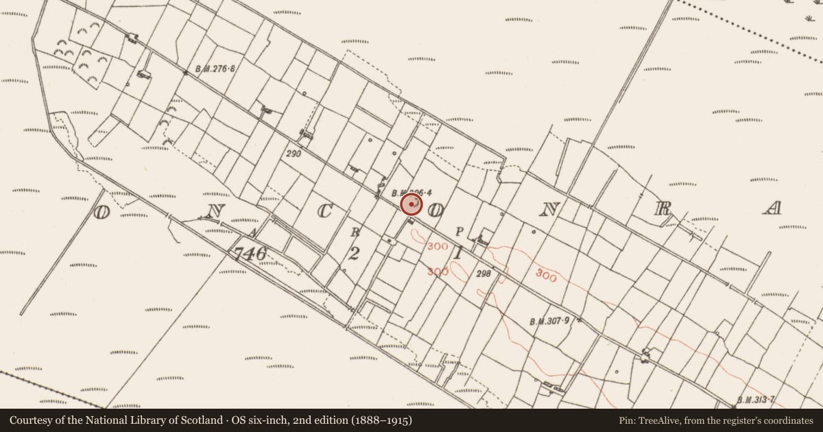 Ordnance Survey six-inch map, 2nd edition (1888–1915) covering the location of Earthwork, Cloonconra, County Roscommon, with a pin at the register's coordinates