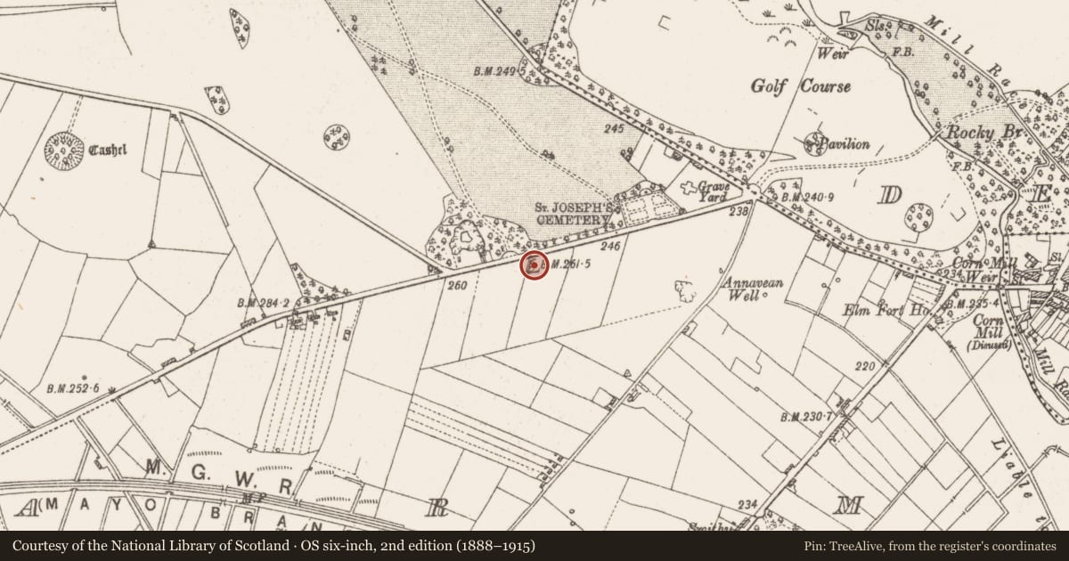 Ordnance Survey six-inch map, 2nd edition (1888–1915) covering the location of Quarry, Arm, County Roscommon, with a pin at the register's coordinates