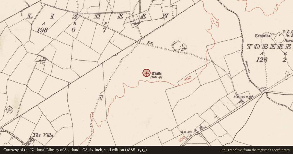 Ordnance Survey six-inch map, 2nd edition (1888–1915) covering the location of House - 17th century, Castleplunket, County Roscommon, with a pin at the register's coordinates