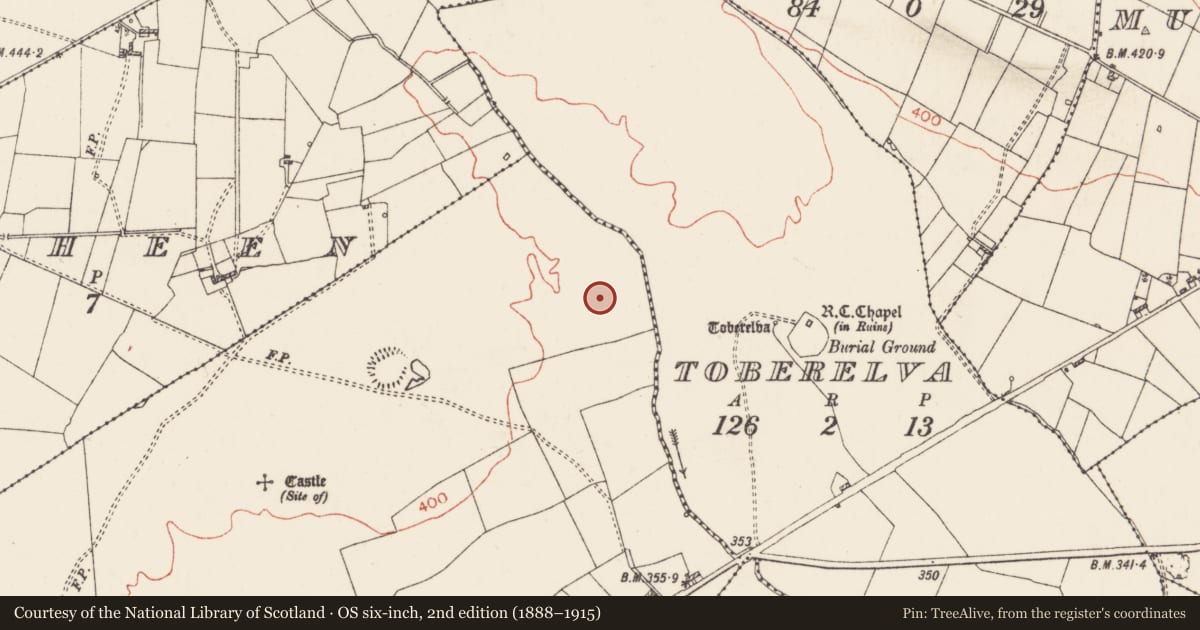 Ordnance Survey six-inch map, 2nd edition (1888–1915) covering the location of House - indeterminate date, Castleplunket, County Roscommon, with a pin at the register's coordinates