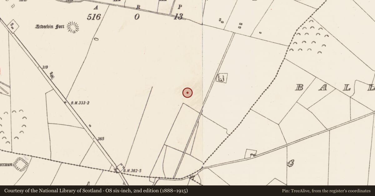 Ordnance Survey six-inch map, 2nd edition (1888–1915) covering the location of Cairn - clearance cairn, Ardeevin, County Roscommon, with a pin at the register's coordinates