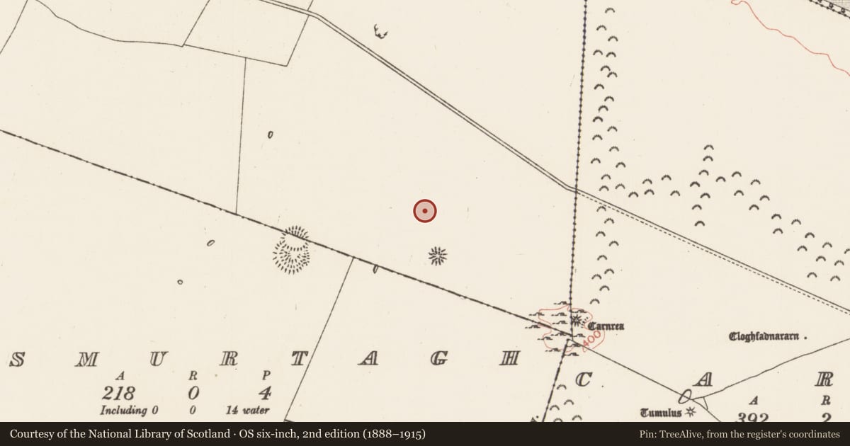 Ordnance Survey six-inch map, 2nd edition (1888–1915) covering the location of Enclosure, Carrowgarve, County Roscommon, with a pin at the register's coordinates