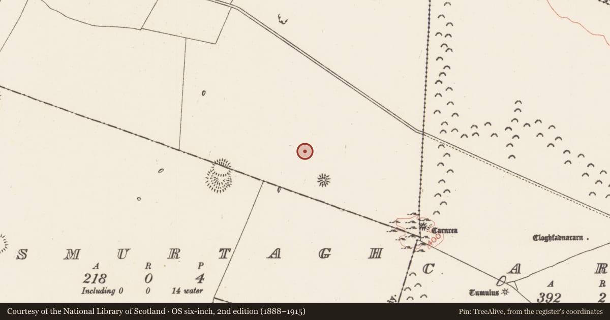 Ordnance Survey six-inch map, 2nd edition (1888–1915) covering the location of House - indeterminate date, Carrowgarve, County Roscommon, with a pin at the register's coordinates